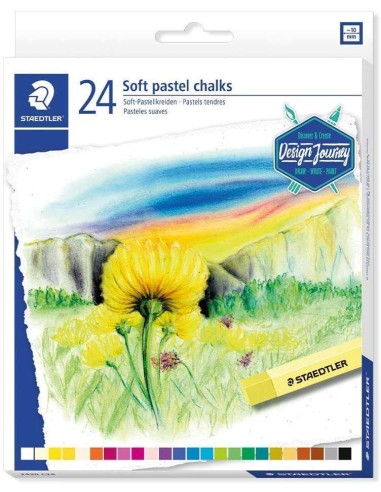 Staedtler 2430 Conjunto de 24 Pastéis Suaves - Excelentes para Misturar Cores - Resistência à Luminosidade - Cores Sortidas