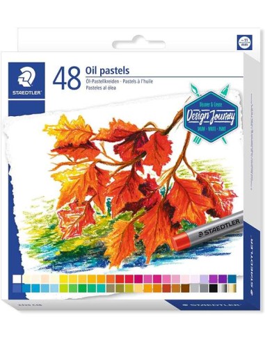 Staedtler Pastéis a Óleo 2420 Pack de 48 Ceras Macias - Resistência à Quebra - Extremamente Brilhantes - Cores Sortidas