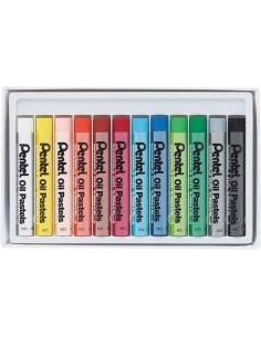 Pentel Oil Pastels Conjunto de 12 Pastéis a Óleo - Macios, Cremosos e de Secagem Lenta - Cores Sortidas 2