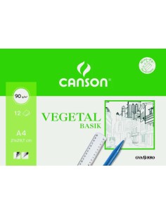 Canson Vegetal Basik Minipack de 12 Folhas A4 - 21x29,7cm - 95g - Cor Transparente