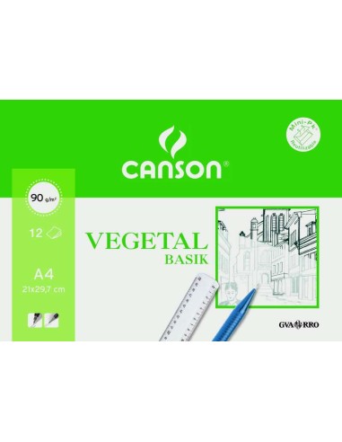 Canson Vegetal Basik Minipack de 12 Folhas A4 - 21x29,7cm - 95g - Cor Transparente