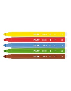 Milan Pack de 5 Marcadores - Ponta Cônica 5mm - Tinta à Base de Água - Lavável - Cores Sortidas 2