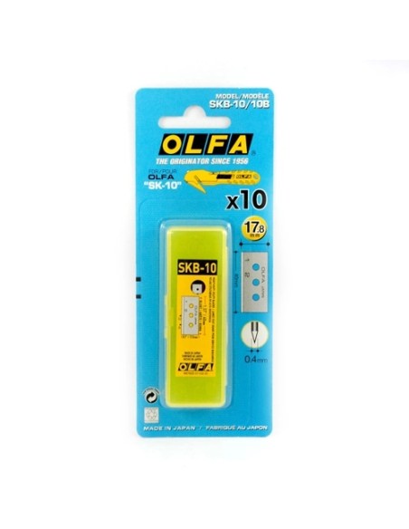 Olfa Pack de 10 Lâminas de Reposição para Cortadores Olfa SK-10 - Aço Inoxidável