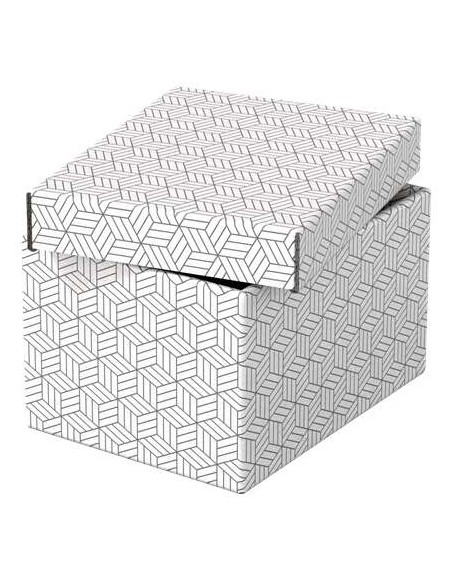 Esselte Pack de 3 Caixas Pequenas de Armazenamento com Tampa 200x150x255mm - Papelão 100% Reciclado e Reciclável - Design Branc