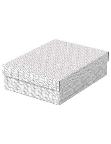 Esselte Pack de 3 Caixas Médias de Armazenamento com Tampa 265x100x360mm - Papelão 100% Reciclado e Reciclável - Design Branco 