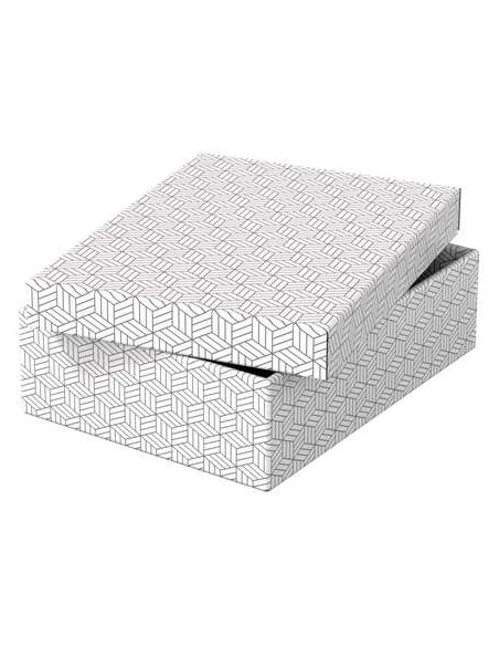 Esselte Pack de 3 Caixas Médias de Armazenamento com Tampa 265x100x360mm - Papelão 100% Reciclado e Reciclável - Design Branco 