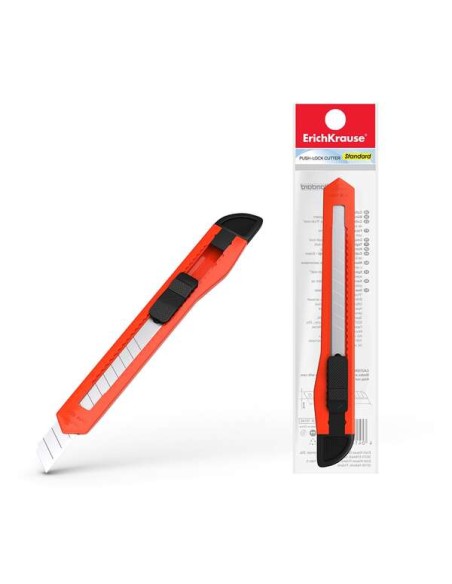 Erichkrause EasyCut Cortador com Fixador Push-Lock Standard 9mm - Sistema de Fixação de Lâmina com Trava de Empurre - Lâmina Se