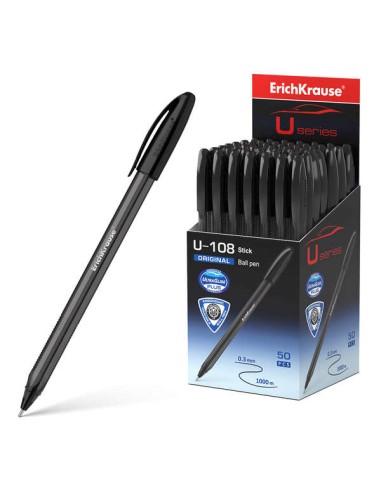 Erichkrause U-108 Caneta Clássica - Ponta Esferográfica 1.0mm - Traço de 0.3mm - Tampa Ventilada - Corpo Translúcido e Tingido 