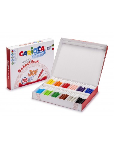 Caixa Escolar Carioca Joy Pack com 288 Marcadores - Ponta de 2,8 mm - Tinta Superlavável - Ponta Bloqueada e com Tampa Ventilad