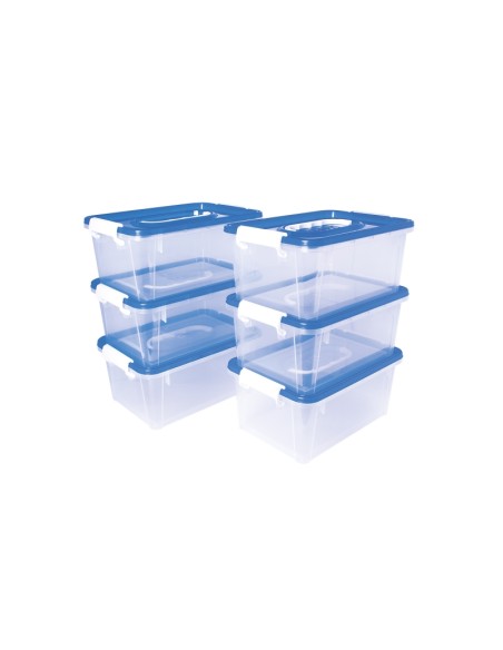 Jovi Pack de 6 Baús para Armazenamento Escolar 280x190x130mm - Ideal para Material Escolar e Brinquedos - Fácil de Empilhar - C