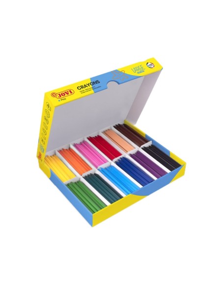 Jovi Large Easy Grip Caixa de 300 Ceras Plásticas Hexagonais - Uso em Papel e Cartolina - Não Mancham - Não Rola - Ideal para E