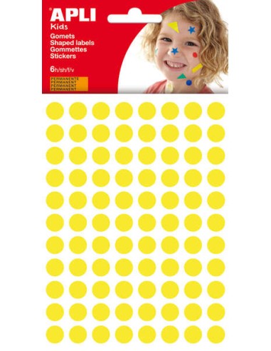 Apli Pacote de 528 Adesivos Redondos Ø 10,5mm - Adesivo Permanente - Ideal para Escolas Infantis e Colégios - Cor Amarela