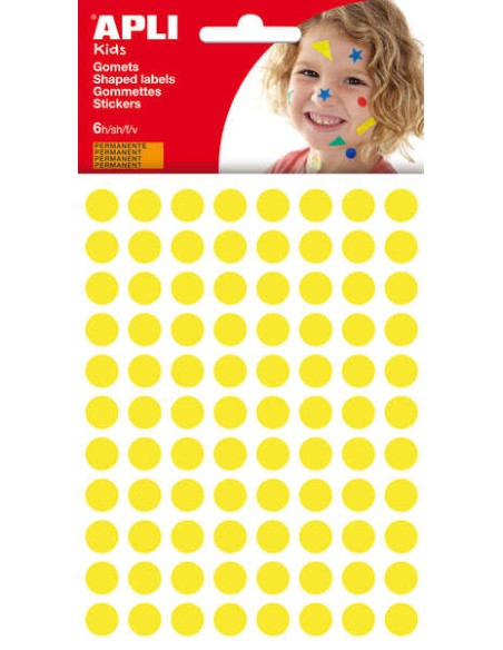 Apli Pacote de 528 Adesivos Redondos Ø 10,5mm - Adesivo Permanente - Ideal para Escolas Infantis e Colégios - Cor Amarela