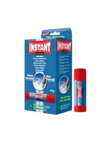 Instant Classic Barra de Cola 40g - Adequada para Uso Infantil e/ou Doméstico - Lavável - Sem Solventes