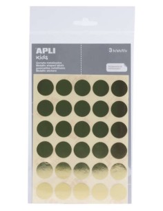 Apli Pack de 90 Adesivos Redondos Ø 20mm - Adesivo Permanente - Ideal para Escolas Infantis e Colégios - Cor Ouro
