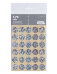 Apli Pack de 90 Adesivos Redondos Ø 20mm - Adesivo Permanente - Ideal para Escolas Infantis e Colégios - Cor Prata