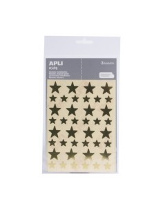 Apli Bolsa de Gomets em Forma de Estrela - Adesivo Permanente - Adesivo à Base de Água - Livre de Solventes - Cor Ouro