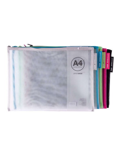 Apli Envelopes Porta-Tudo Nylon Respirável A4 - Toque Agradável, Portáteis, Resistentes e Duráveis - Ideal para Documentos, Equ