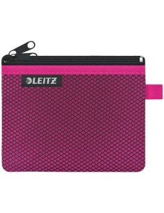 Leitz WOW Bolsa Porta-Tudo Pequena 2 Compartimentos - Tamanho 105x6x140mm - Lavável e Durável - Fecho de Zíper - Cor Fúcsia