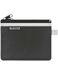 Leitz WOW Bolsa Porta-Tudo Pequena 2 Compartimentos - Tamanho 105x6x140mm - Lavável e Durável - Fecho de Zíper - Cor Preta