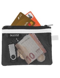 Leitz WOW Bolsa Porta-Tudo Pequena 2 Compartimentos - Tamanho 105x6x140mm - Lavável e Durável - Fecho de Zíper - Cor Preta 2