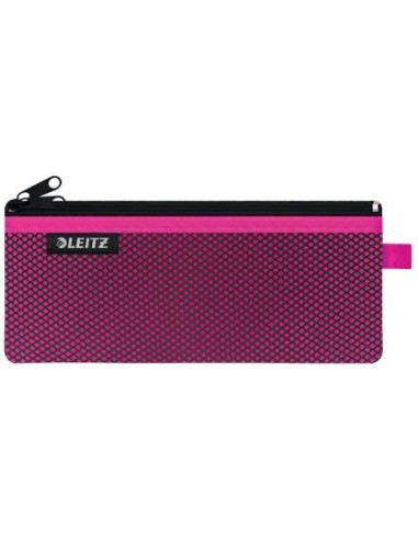 Leitz WOW Bolsa Porta-Tudo Média 2 Compartimentos - Tamanho 85x6x210mm - Lavável e Durável - Fecho de Zíper - Cor Fúcsia