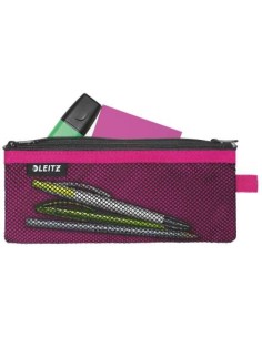 Leitz WOW Bolsa Porta-Tudo Média 2 Compartimentos - Tamanho 85x6x210mm - Lavável e Durável - Fecho de Zíper - Cor Fúcsia 2