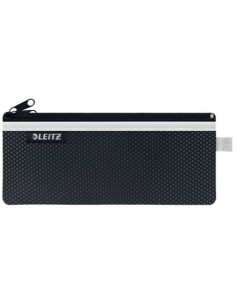 Leitz WOW Bolsa Porta-Tudo Média 2 Compartimentos - Tamanho 85x6x210mm - Lavável e Durável - Fecho de Zíper - Cor Preta