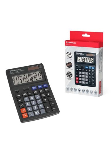 Calculadora Eletrônica de Mesa Erichkrause de 12 Dígitos - Tela LCD de 12 Dígitos - Memória Dupla - Funções de Cálculo Avançada