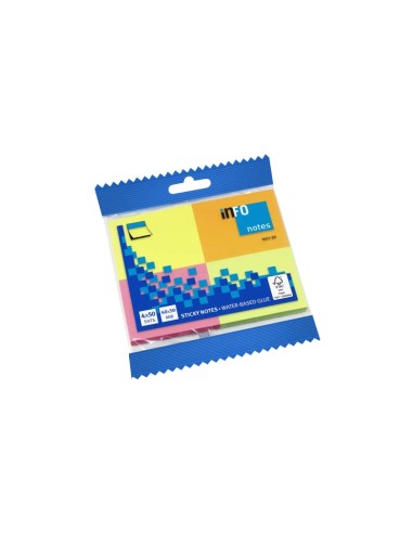 Notas Adesivas Global Notes inFO Brilhante Pacote de 4 Blocos de 50 50 x 40mm - Certificação FSC™ - Cores Amarelo, Laranja, Ros
