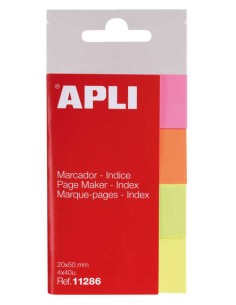 Apli Pack de 160 Índices Adesivos de Papel 50x20mm - 40 Índices por Cor - Fáceis de Descolar - Organize Seus Documentos - Cores