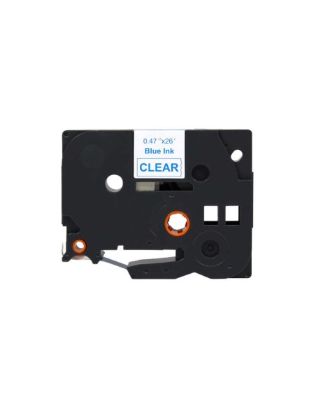 Brother TZe133 Fita Laminada Genérica de Etiquetas - Texto azul sobre fundo transparente - Largura 12mm x 8 metros