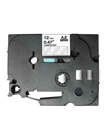 Brother TZe135 Fita Laminada Genérica de Etiquetas - Texto branco sobre fundo transparente - Largura 12mm x 8 metros