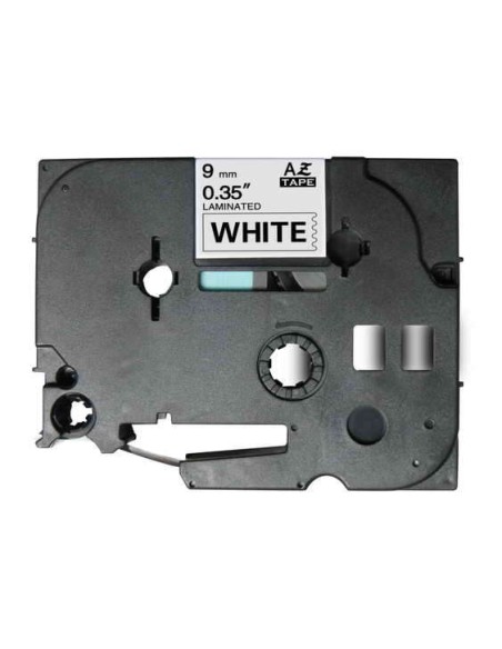 Brother TZe221 Fita Laminada Genérica de Etiquetas - Texto preto sobre fundo branco - Largura 9mm x 8 metros