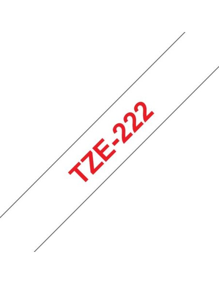 Fita Laminada Genérica de Etiquetas Brother TZe222 - Texto vermelho sobre fundo branco - Largura 9mm x 8 metros