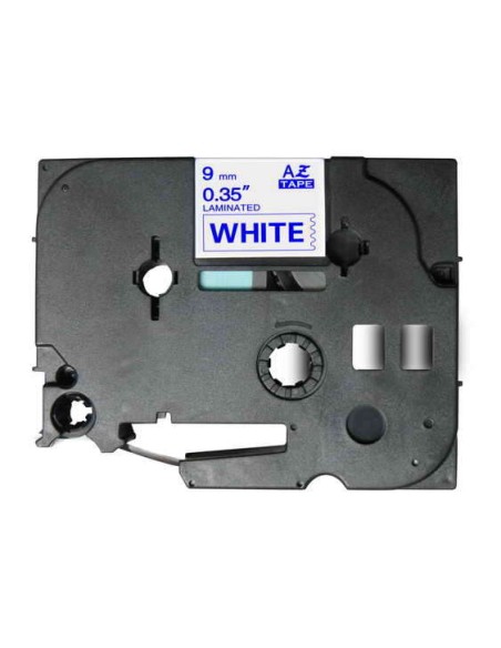 Brother TZe223 Fita Laminada Genérica de Etiquetas - Texto azul sobre fundo branco - Largura 9mm x 8 metros