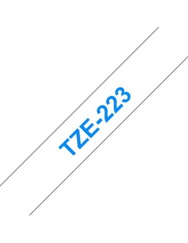Brother TZe223 Fita Laminada Genérica de Etiquetas - Texto azul sobre fundo branco - Largura 9mm x 8 metros