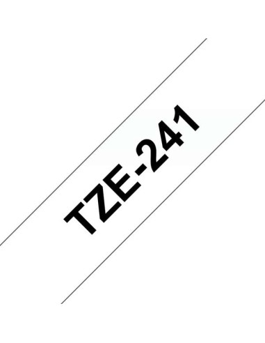 Brother TZe241 Fita Laminada Genérica de Etiquetas - Texto preto sobre fundo branco - Largura 18mm x 8 metros