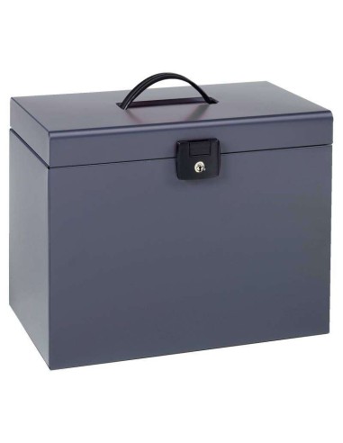 Esselte Pasta Home-Box A4 Metálica - 5 Pastas - Alça e Fechadura com Chave - Cor Cinza Antracite