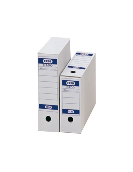 Elba Caixa de Arquivo Definitiva Folio - Resistente e Durável - Ideal para Organizar Documentos - Cor Branca e Azul