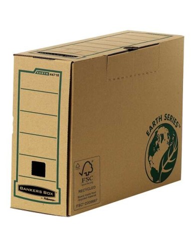 Fellowes Bankers Box Earth Caixa de Arquivo Definitiva Folio 100mm - Montagem Manual - Papelão Reciclado Certificação FSC - Cor