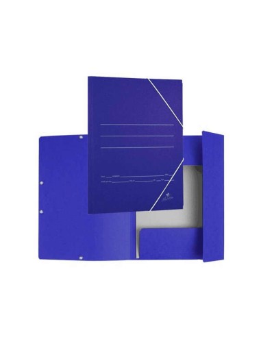 Mariola Pasta de Cartão com Abas Folio 500g/m² - Medidas 34x25x1cm - Fecho com Elástico - Cor Azul Fosco