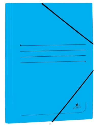 Mariola Pasta de Cartão Couche com Abas Folio 500g/m2 - Medidas 34x25x1cm - Fecho com Elástico - Cor Azul