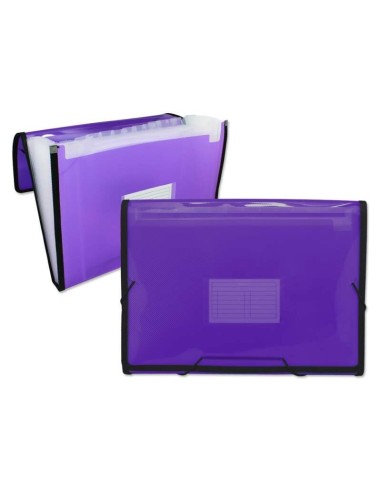 Ingraf Pasta Frame Acordeão 13 Divisórias Tamanho A4 - Polipropileno Translúcido - Elásticos e Abas - Cor Roxa
