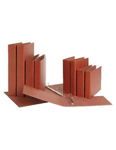 Mariola Pasta Arquivadora de 4 Argolas Cartão Gofrado Couro - Tamanho Quarto Natural - Argolas Redondas 25mm - Medidas 24x21x4c
