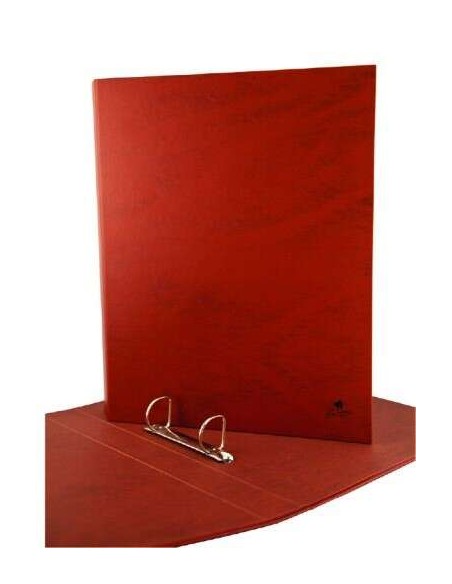 Mariola Pasta de 2 Argolas Cartão Forrado Papel Plastificado Couro - Tamanho Quarto Natural - Argolas Mistas 40mm - Medidas 24x