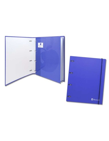 Bismark Pasta de 4 Argolas com 80 Folhas Quadriculado 4x4 - Formato A4 - Fabricada em Cartão - Cor Azul