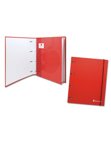 Bismark Pasta de 4 Argolas com 80 Folhas Quadriculadas 4x4 - Formato A4 - Fabricada em Cartão - Cor Vermelha