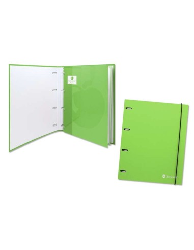 Bismark Pasta de 4 Argolas com 80 Folhas Quadriculadas 4x4 - Formato A4 - Fabricada em Cartão - Cor Verde
