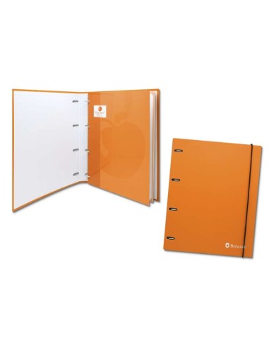 Bismark Pasta de 4 Argolas com 80 Folhas Quadriculadas 4x4 - Formato A4 - Fabricada em Cartão - Cor Laranja